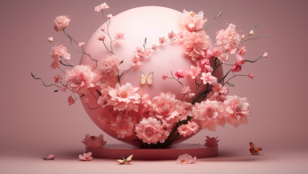 Free photo 3d rendering of pink floral arrangement