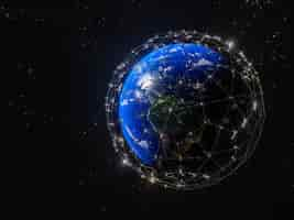 Free photo 3d rendering of planet earth broadband internet system to meet the needs of consumers