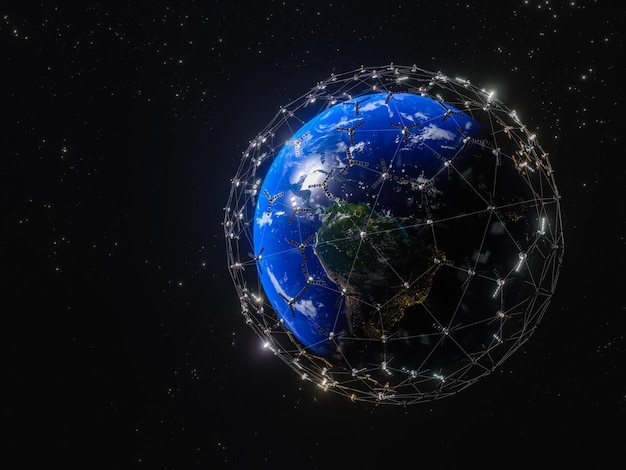 Free Photo 3d rendering of planet earth - broadband internet system to meet the needs of consumers