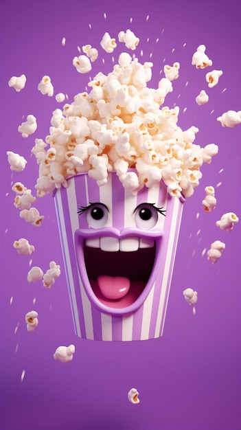 Free Photo 3d rendering of popcorn character