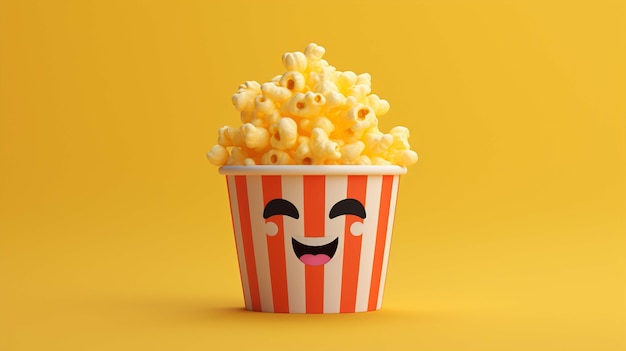 Free photo 3d rendering of popcorn character