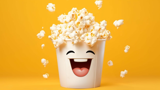 Free Photo 3d rendering of popcorn character