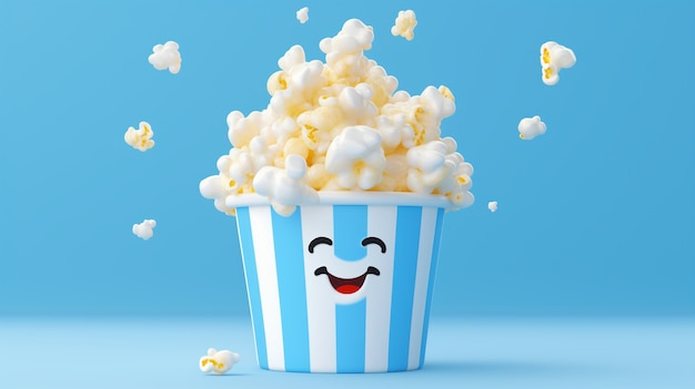 Free Photo 3d rendering of popcorn character