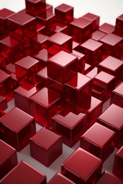 Free Photo 3d rendering of red cubes