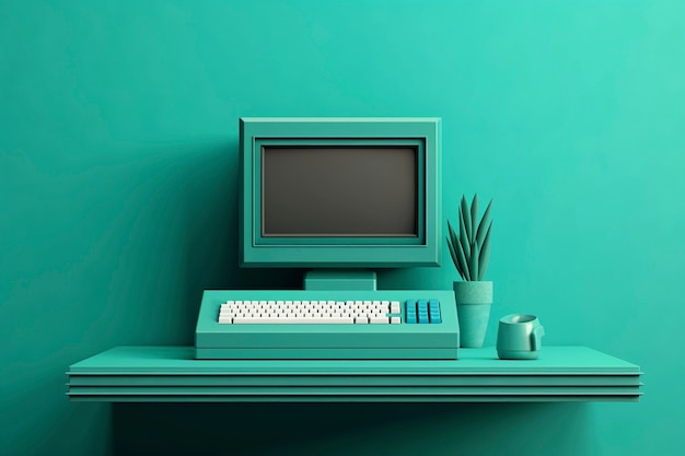 3d rendering of retro computer