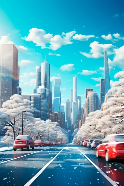 Free Photo 3d rendering of road scenario