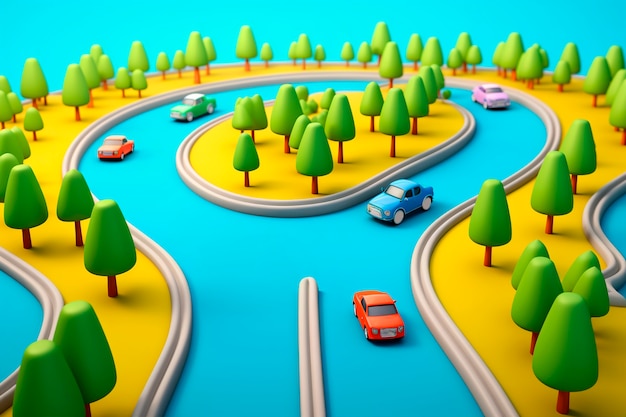 Free photo 3d rendering of road scenario