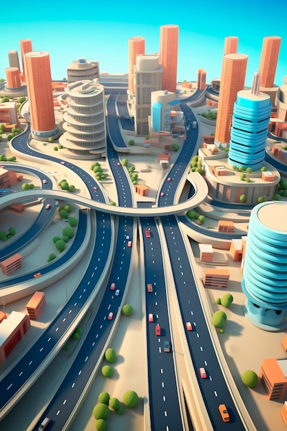 Free photo 3d rendering of road scenario