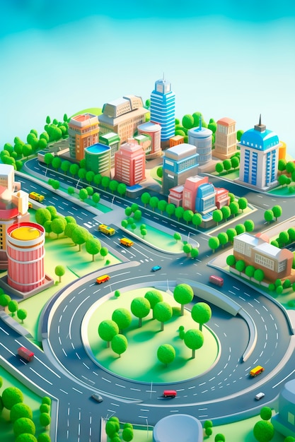 3d rendering of road scenario