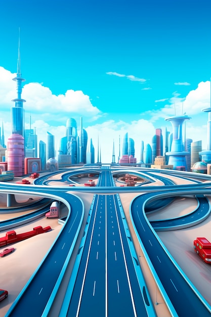 Free photo 3d rendering of road scenario