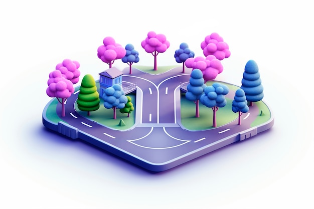 Free photo 3d rendering of road scenario