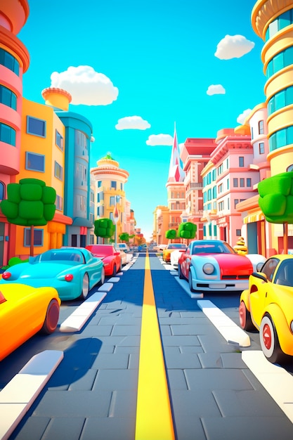 Free photo 3d rendering of road scenario