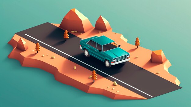 3d rendering of road scenario