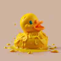 Free photo 3d rendering of rubber duck melting