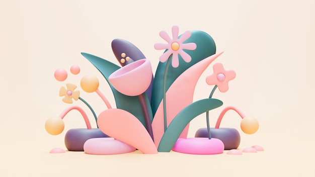 3d rendering of spring background