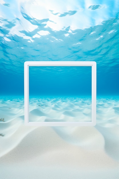 3d rendering of square over sea background