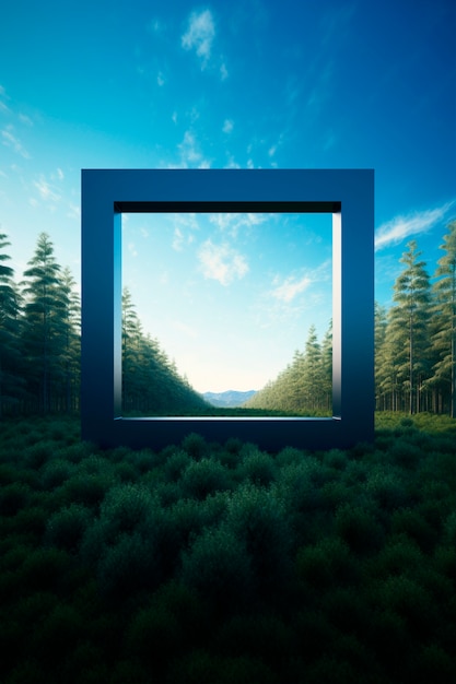 Free Photo 3d rendering of square shape in nature