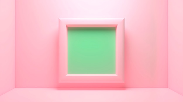 3d rendering of square shape on pink background