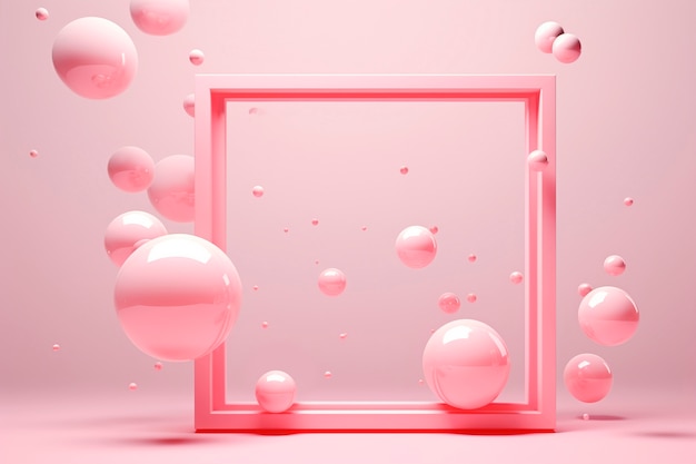 3d rendering of square shape on pink background