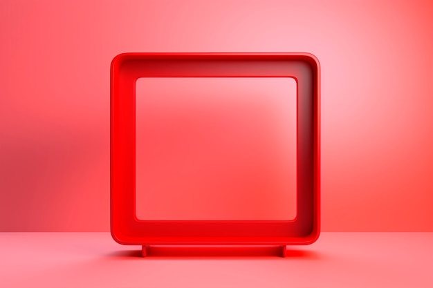 3d rendering of square shape on red background