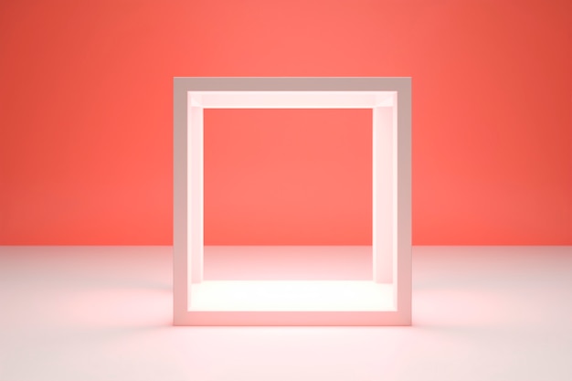 3d rendering of square shape on red background