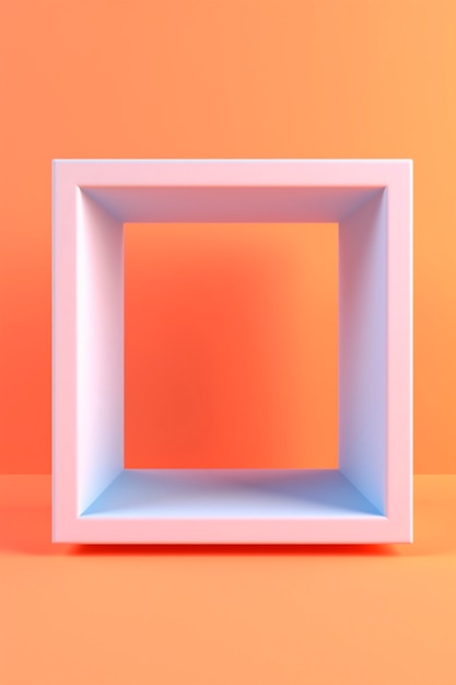 3d rendering of square shape on red background