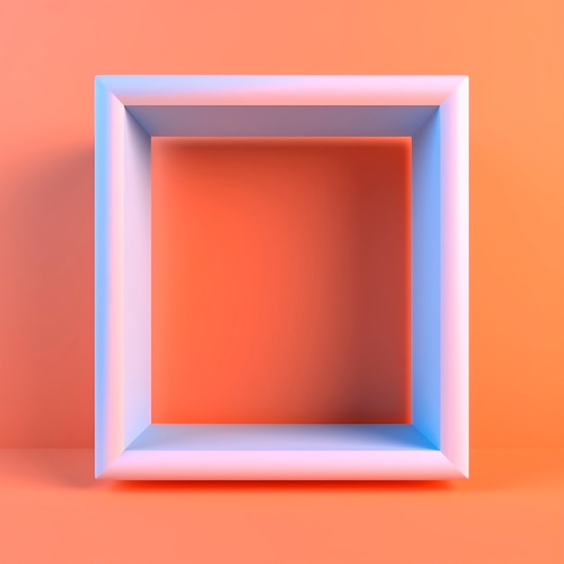 3d rendering of square shape on red background