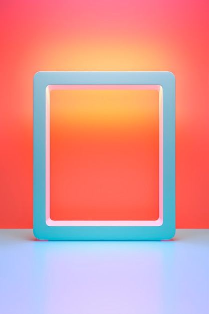 Free Photo 3d rendering of square shape on red background