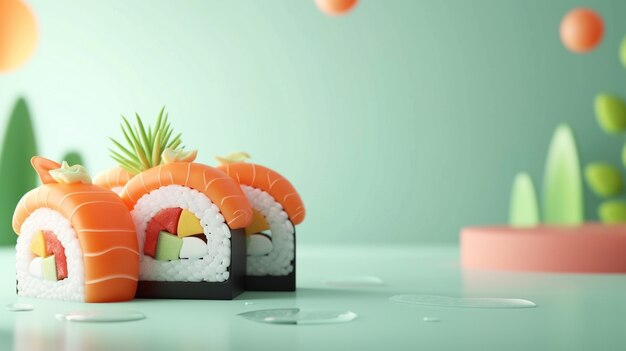 3d rendering of sushi