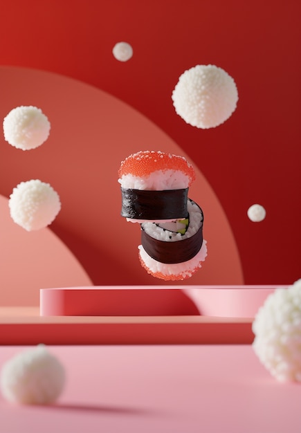 Free Photo 3d rendering of sushi