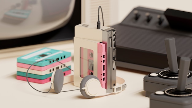 Free photo 3d rendering of tech nostalgia