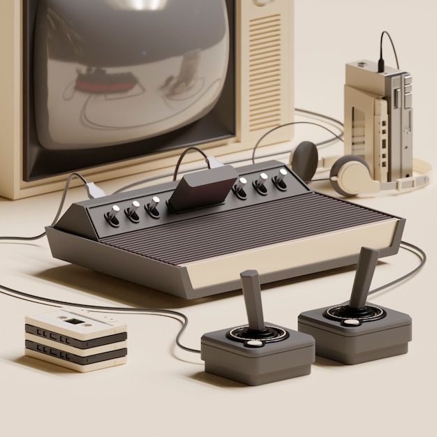 Free photo 3d rendering of tech nostalgia