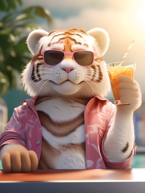 Free photo 3d rendering of tiger character