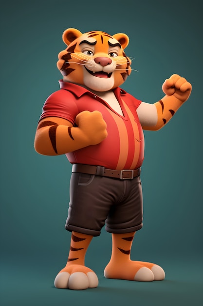 Free Photo 3d rendering of tiger character