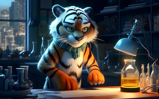 3d rendering of tiger character