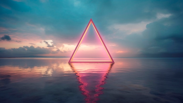 Free Photo 3d rendering of triangle over water