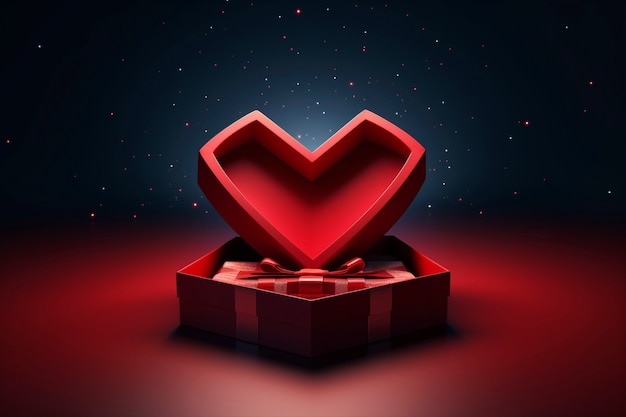 3d rendering of valentine day gift with balloon