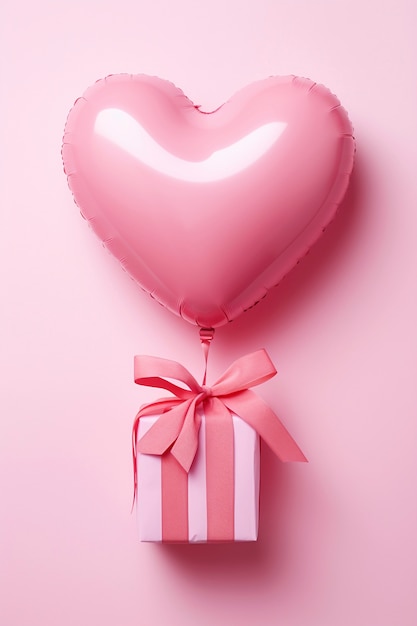 3d rendering of valentine day gift with balloon