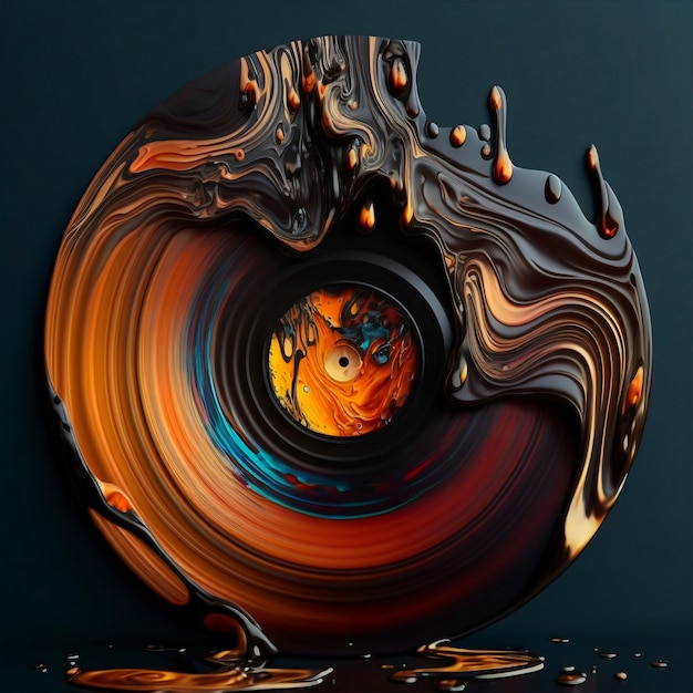 Free photo 3d rendering of vinyl disk melting