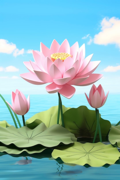 Free photo 3d rendering of water lilies