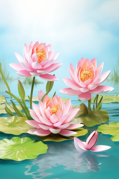 3d rendering of water lilies