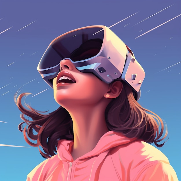 Free photo 3d rendering of woman with vr glasses