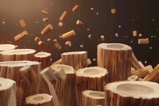 Free photo 3d rendering of wood logs