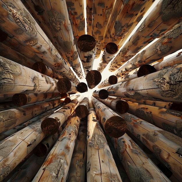 Free photo 3d rendering of wood logs