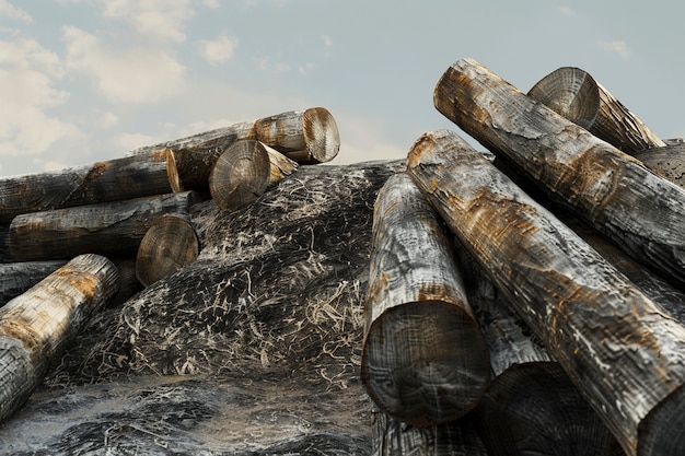 Free Photo 3d rendering of wood logs