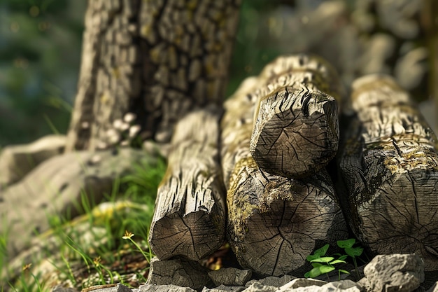 Free photo 3d rendering of wood logs