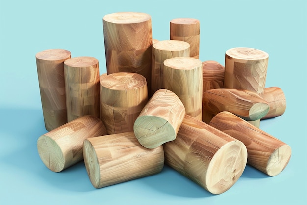 Free Photo 3d rendering of wood logs