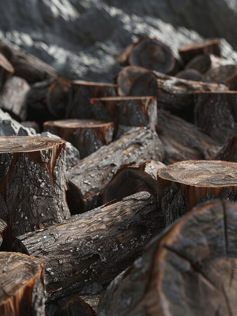 3d rendering of wood logs