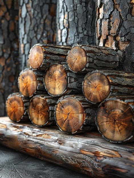 Free Photo 3d rendering of wood logs