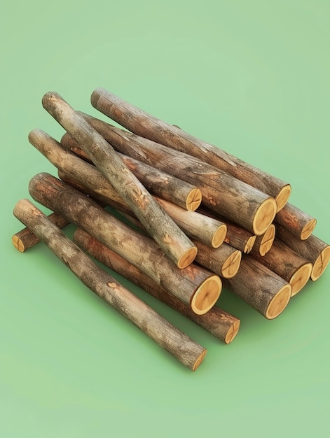 Free photo 3d rendering of wood logs